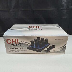 CHI SMART MAGNIFY CERAMIC HOT ROLLERS CURLERS LED BLUE LIGHT 1" NEW OPEN BOX
